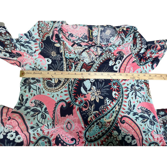 James C Paisley Dress V-Neck Women's Size Large Made in USA - Picture 7 of 11